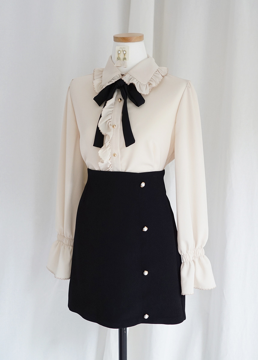 NEW FASHION LADY GIRL Blouse Lace ruffle ribbon bl