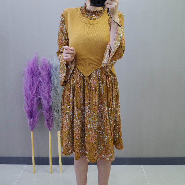 New Women Dress Flower One-piece Vest Coat Women T