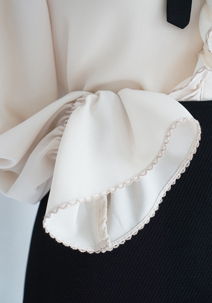 NEW FASHION LADY GIRL Blouse Lace ruffle ribbon bl