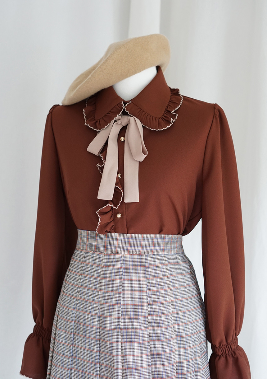 NEW FASHION LADY GIRL Blouse Lace ruffle ribbon bl