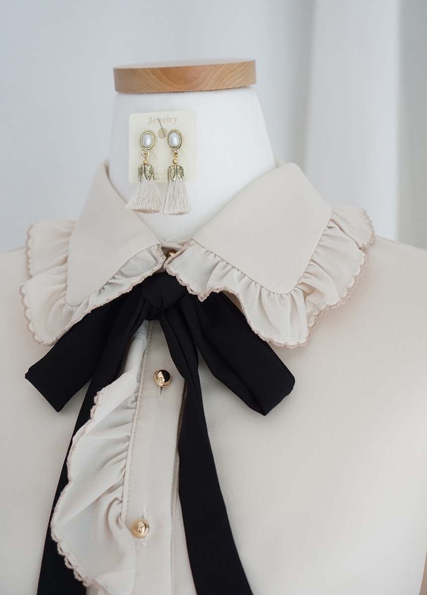 NEW FASHION LADY GIRL Blouse Lace ruffle ribbon bl