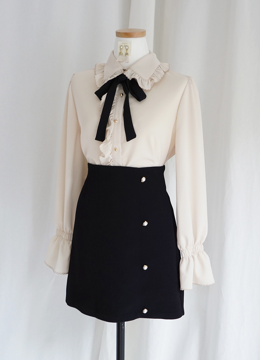 NEW FASHION LADY GIRL Blouse Lace ruffle ribbon bl