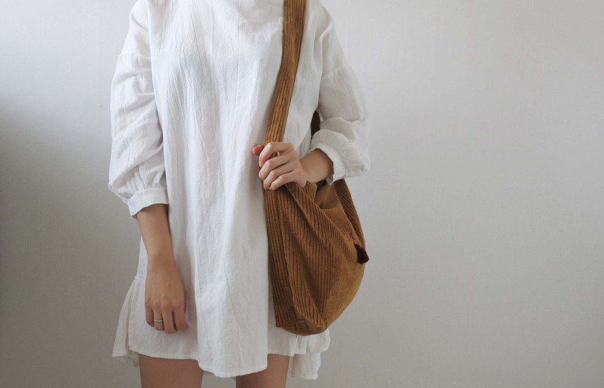 Merci Corduroy Eco Bags Stiff items Everyday Fashi