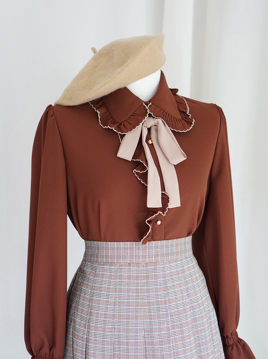 NEW FASHION LADY GIRL Blouse Lace ruffle ribbon bl