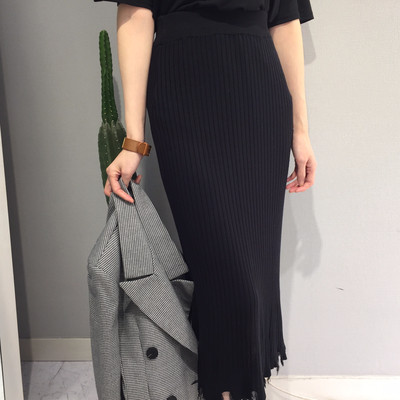 Long-sleeved knit long skirt 20 women's name by