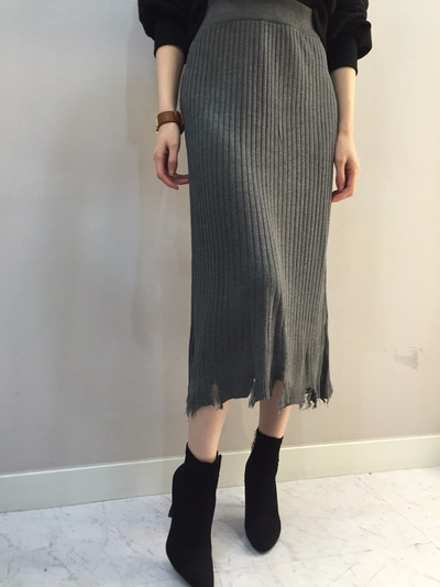 Long-sleeved knit long skirt 20 women's name by