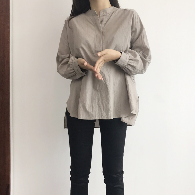 Cotton Henley Neck Shirt DT170310027-11 Blouse Gir