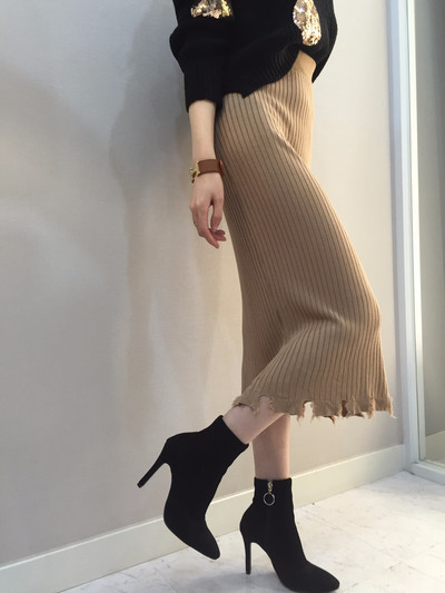 Long-sleeved knit long skirt 20 women's name by