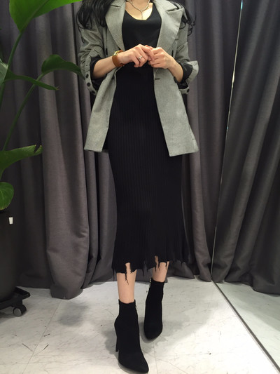 Long-sleeved knit long skirt 20 women's name by