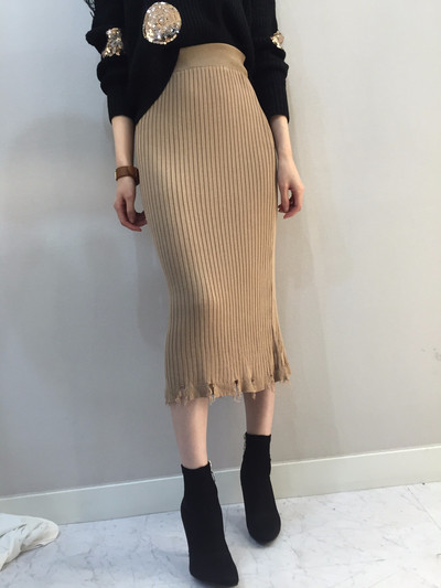 Long-sleeved knit long skirt 20 women's name by