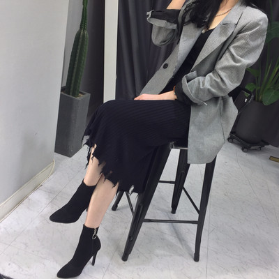 Long-sleeved knit long skirt 20 women's name by