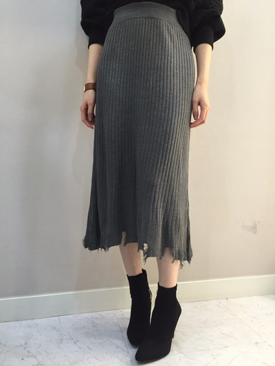 Long-sleeved knit long skirt 20 women's name by