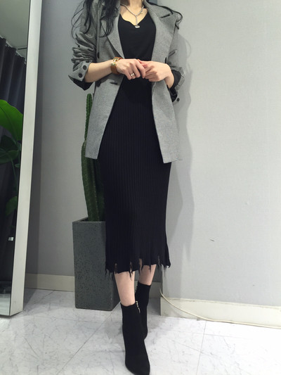 Long-sleeved knit long skirt 20 women's name by