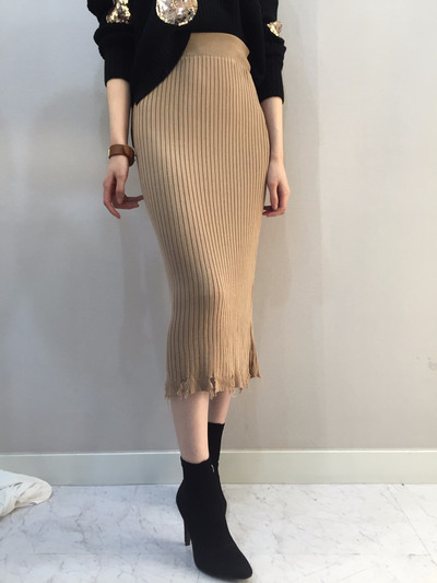 Long-sleeved knit long skirt 20 women's name by