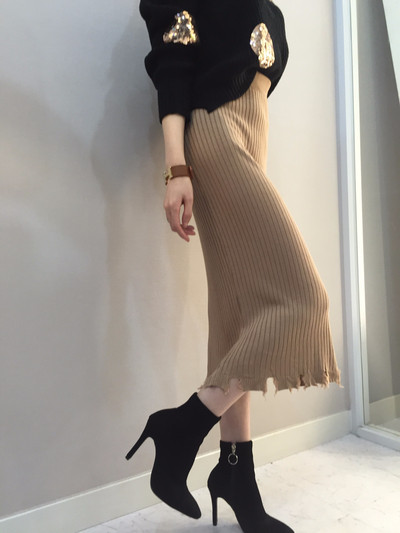 Long-sleeved knit long skirt 20 women's name by