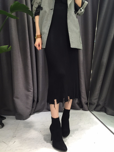 Long-sleeved knit long skirt 20 women's name by