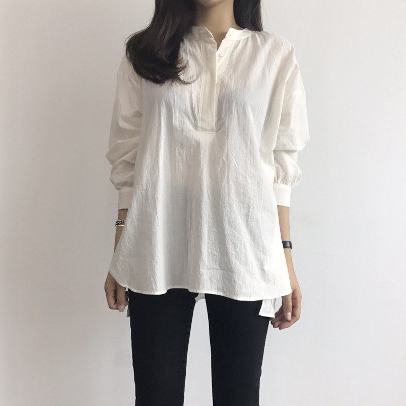 Cotton Henley Neck Shirt DT170310027-11 Blouse Gir