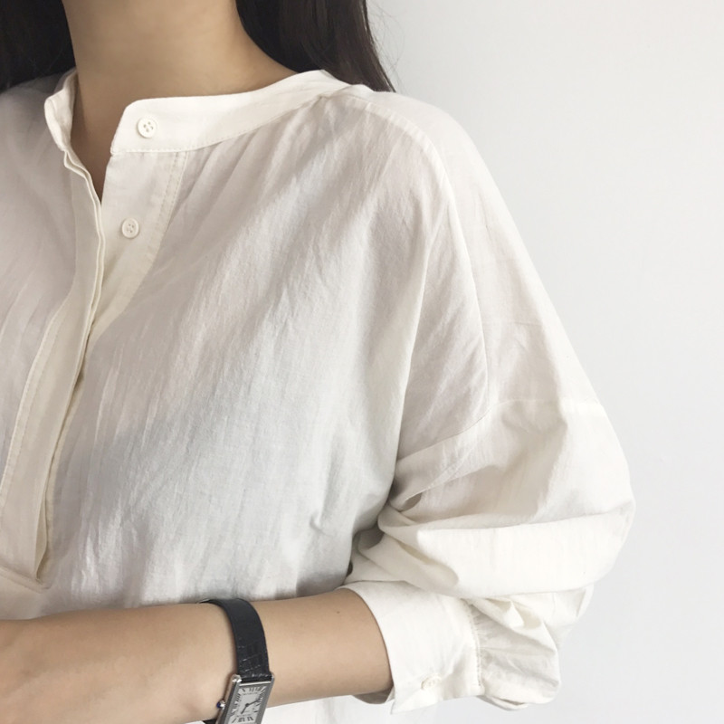 Cotton Henley Neck Shirt DT170310027-11 Blouse Gir