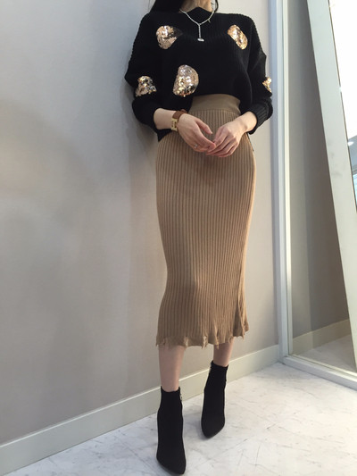 Long-sleeved knit long skirt 20 women's name by
