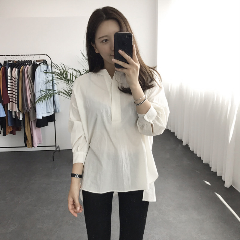 Cotton Henley Neck Shirt DT170310027-11 Blouse Gir