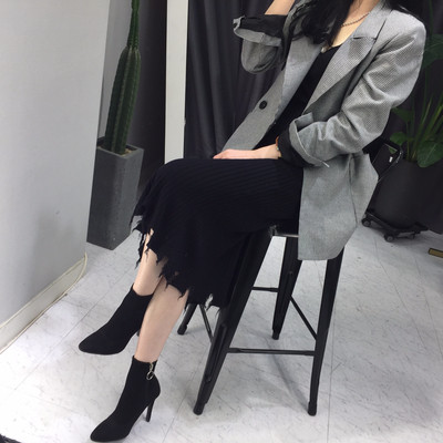 Long-sleeved knit long skirt 20 women's name by