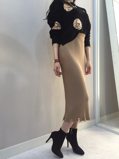 Long-sleeved knit long skirt 20 women's name by