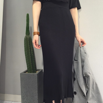 Long-sleeved knit long skirt 20 women's name by