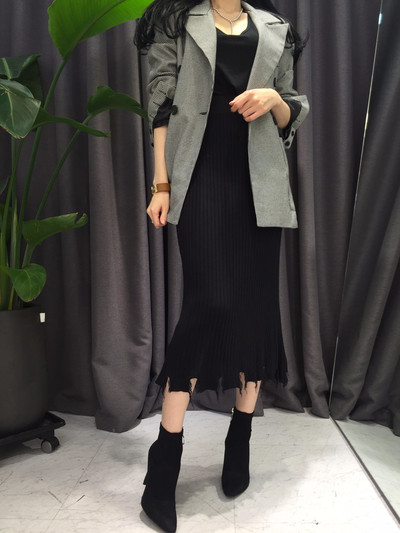 Long-sleeved knit long skirt 20 women's name by