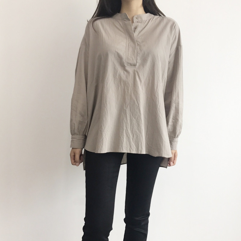 Cotton Henley Neck Shirt DT170310027-11 Blouse Gir