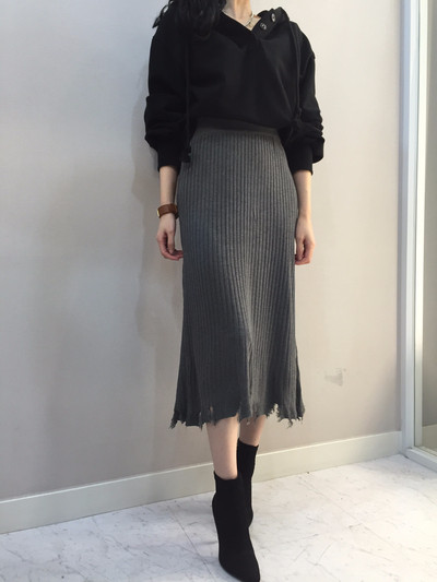 Long-sleeved knit long skirt 20 women's name by