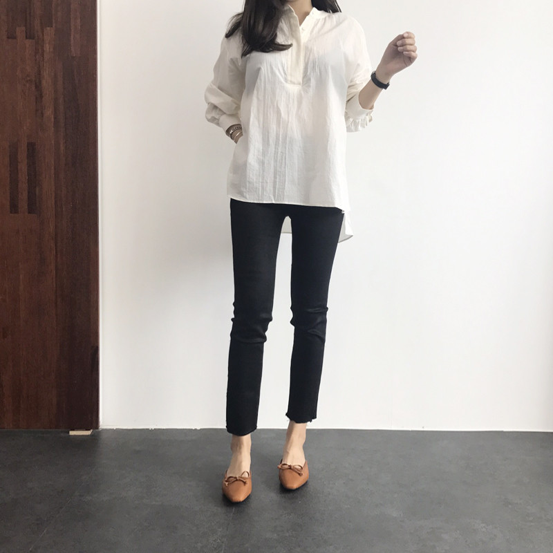 Cotton Henley Neck Shirt DT170310027-11 Blouse Gir