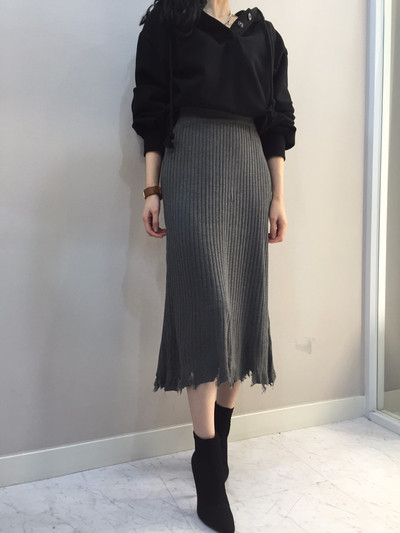 Long-sleeved knit long skirt 20 women's name by