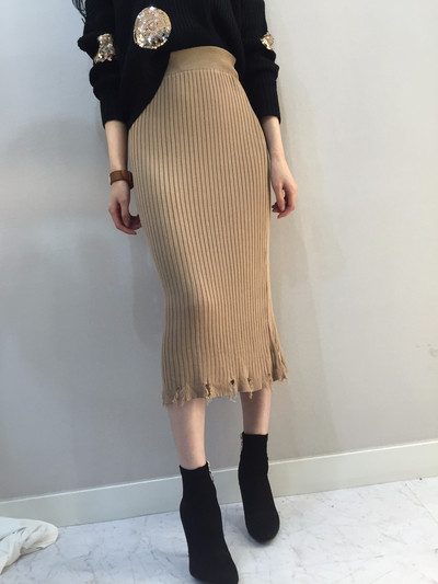 Long-sleeved knit long skirt 20 women's name by