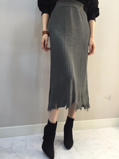 Long-sleeved knit long skirt 20 women's name by