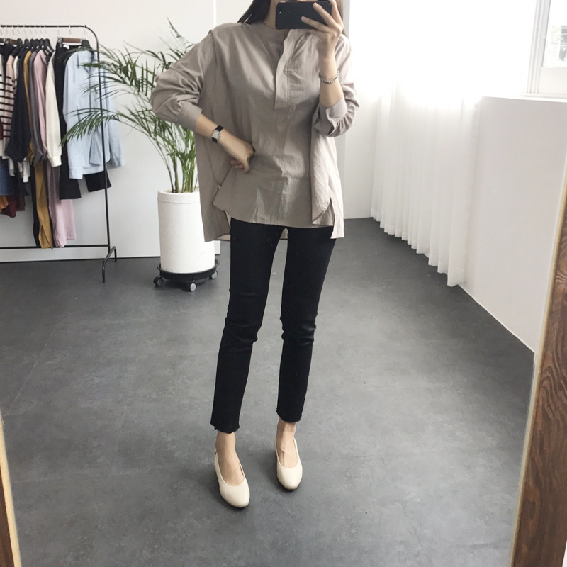 Cotton Henley Neck Shirt DT170310027-11 Blouse Gir