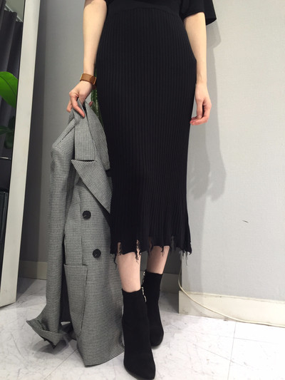 Long-sleeved knit long skirt 20 women's name by