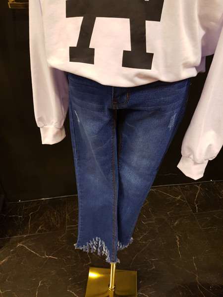Korea Jeans Pants Washing Hem Hemming Surgery Span