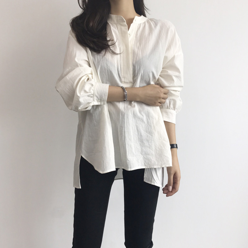 Cotton Henley Neck Shirt DT170310027-11 Blouse Gir