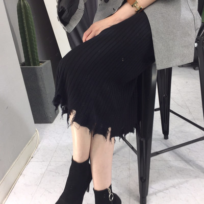 Long-sleeved knit long skirt 20 women's name by