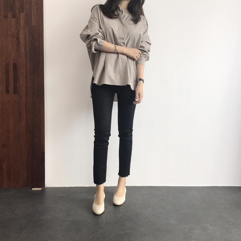 Cotton Henley Neck Shirt DT170310027-11 Blouse Gir