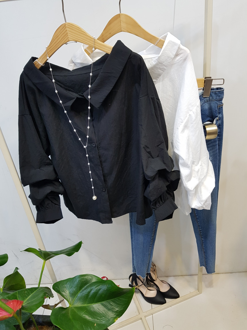 Sleeveless pleated shirring collar shirt blouse