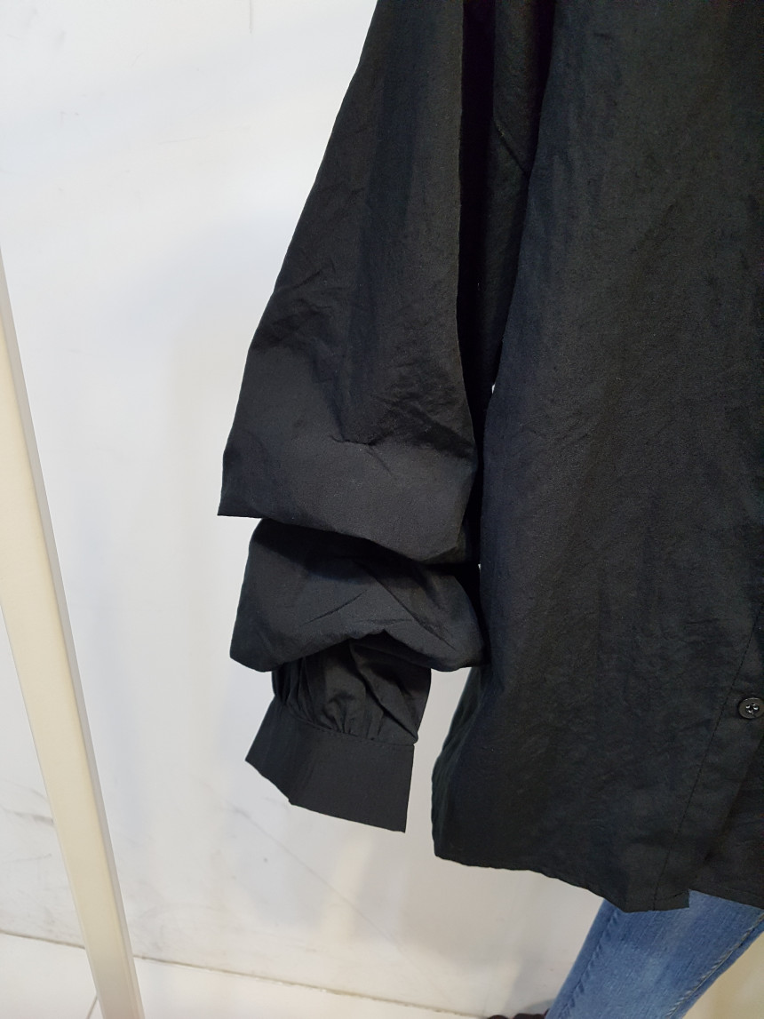 Sleeveless pleated shirring collar shirt blouse