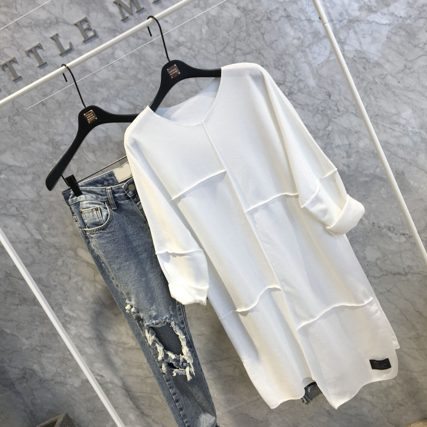 basic Uncontracted Round T-Shirt One Piece Plain R