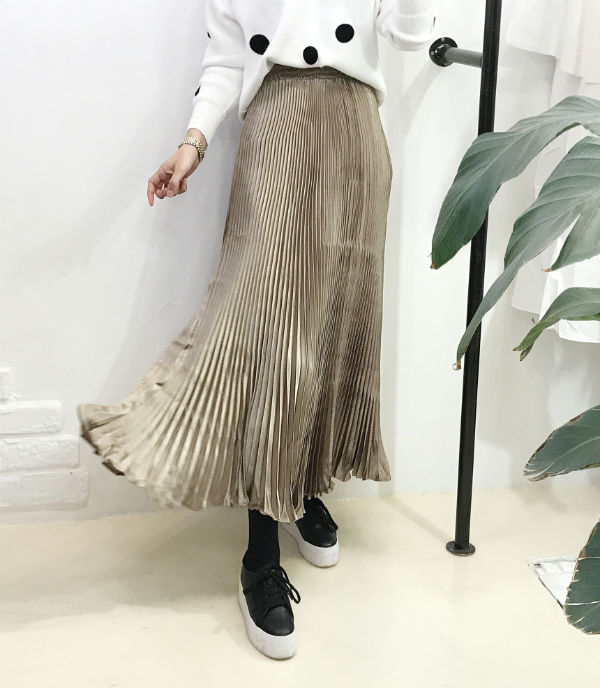 Special glam wrinkle Long skirt 6col pit This pret