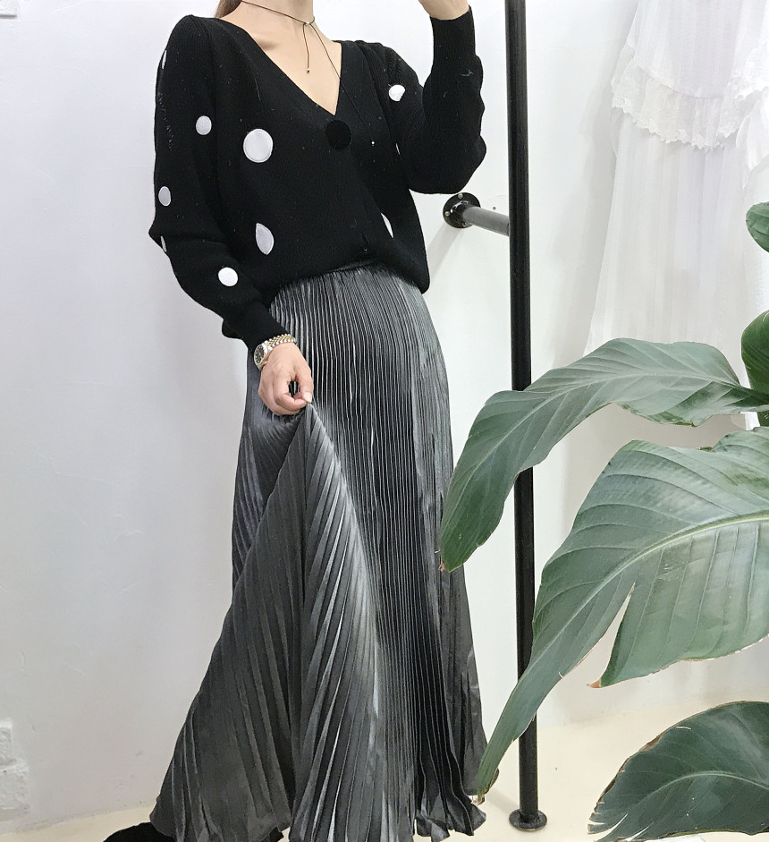 Special glam wrinkle Long skirt 6col pit This pret