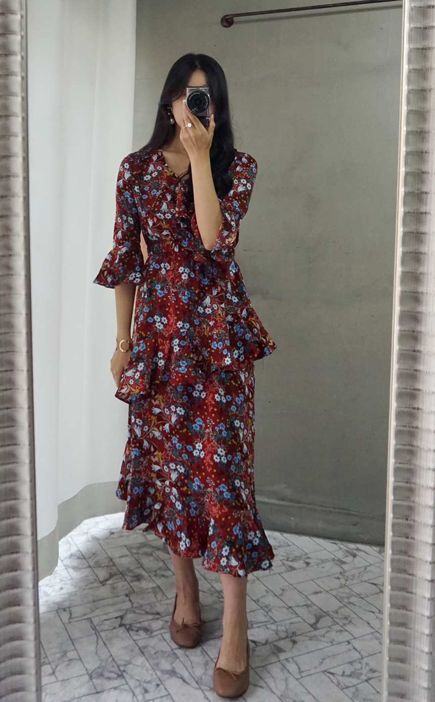 New Women Dress Autumn Statue Flower Cangkuan Unba