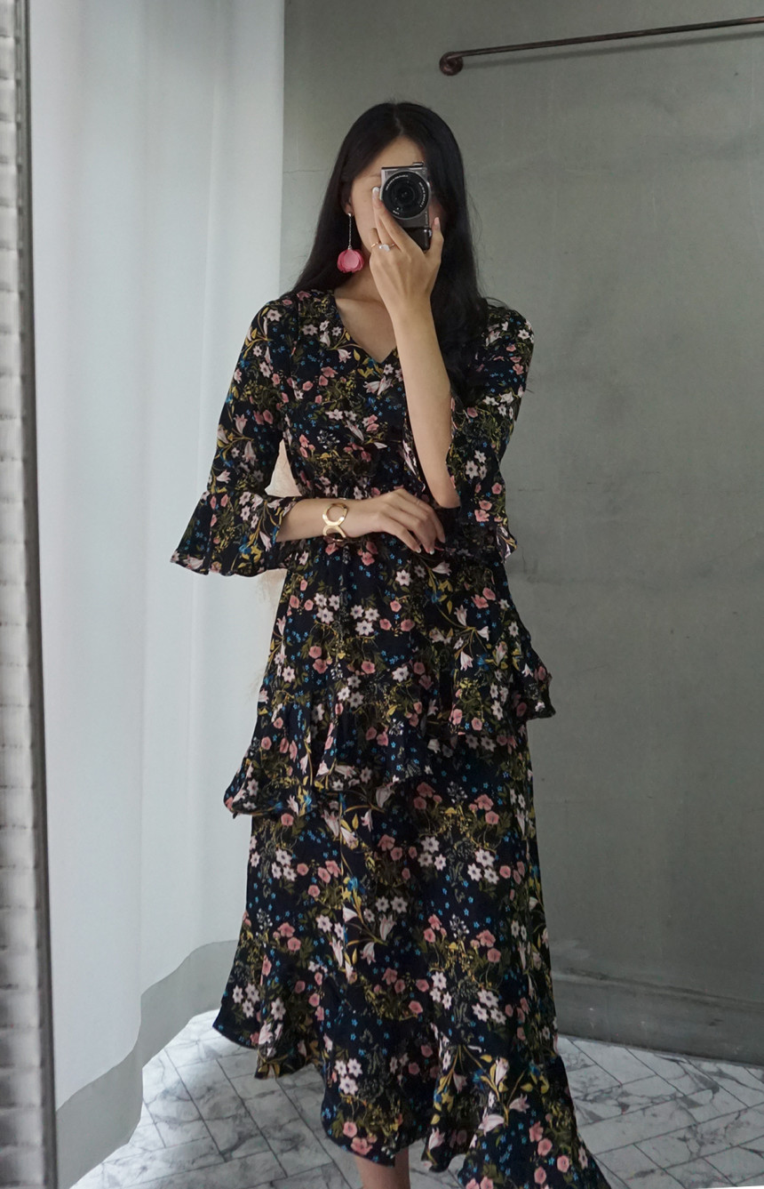 New Women Dress Autumn Statue Flower Cangkuan Unba