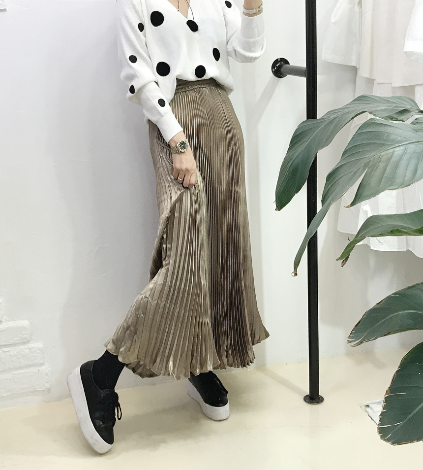 Special glam wrinkle Long skirt 6col pit This pret