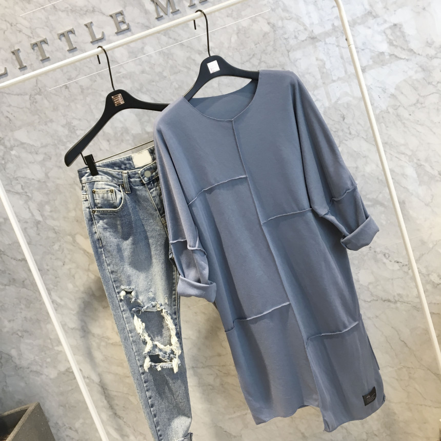 basic Uncontracted Round T-Shirt One Piece Plain R