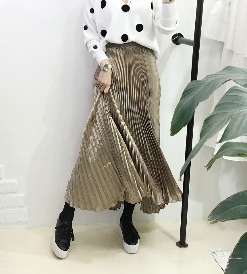 Special glam wrinkle Long skirt 6col pit This pret